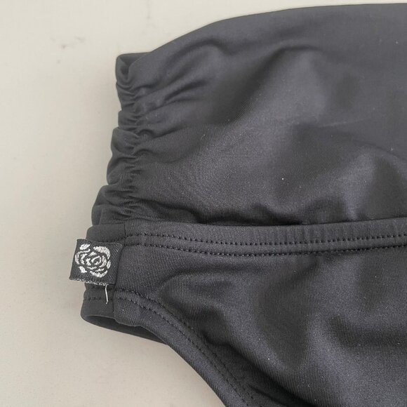 la Vie en Rose Aqua Polyester Elastane Bikini Bottoms w Side Ruching Black Sz S - Picture 4 of 7